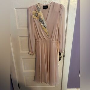 Vintage Ursula of Switzerland  Peach Chiffon Sequin Dress Size 10 Stunning!